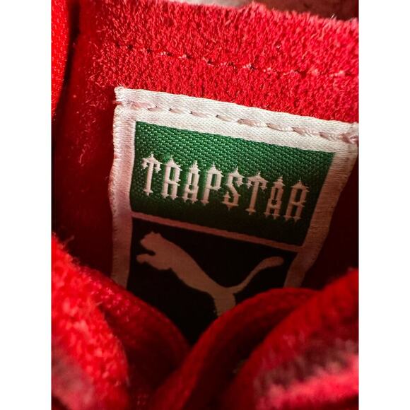 Puma x Trapstar Clyde Suede Sneakers in Barbados Cherry + White Men's Size 12 - Picture 5 of 9
